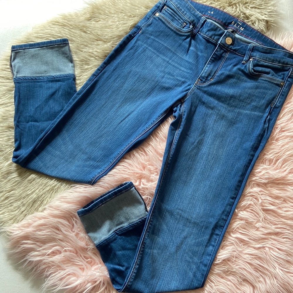 Whbm Slim Denim Cropped Blue Jeans Sz 4